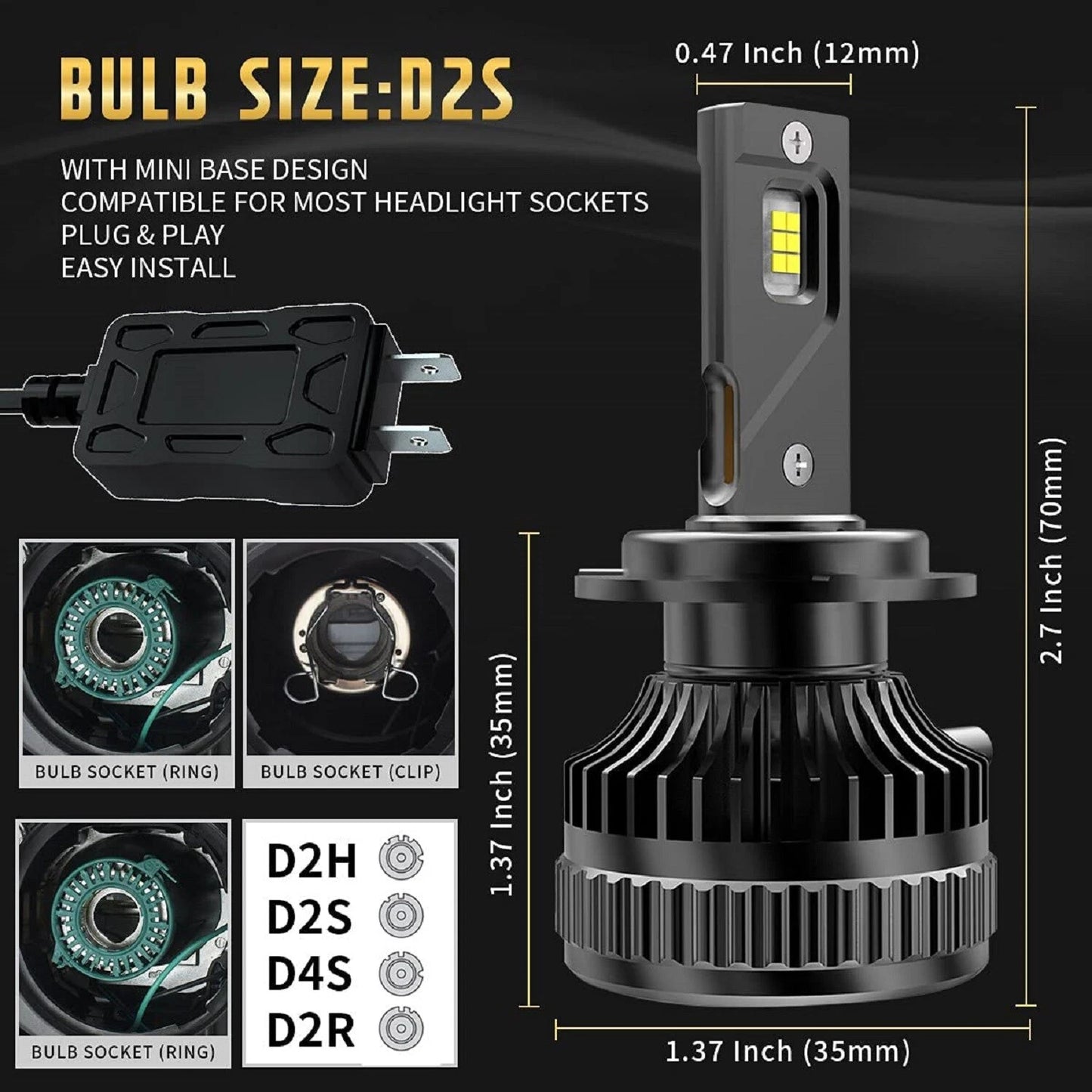 ⭐ART.2948 Fari Anteriori a LED + Lampadina D2S con Sequenziale Dodge Challenger⭐