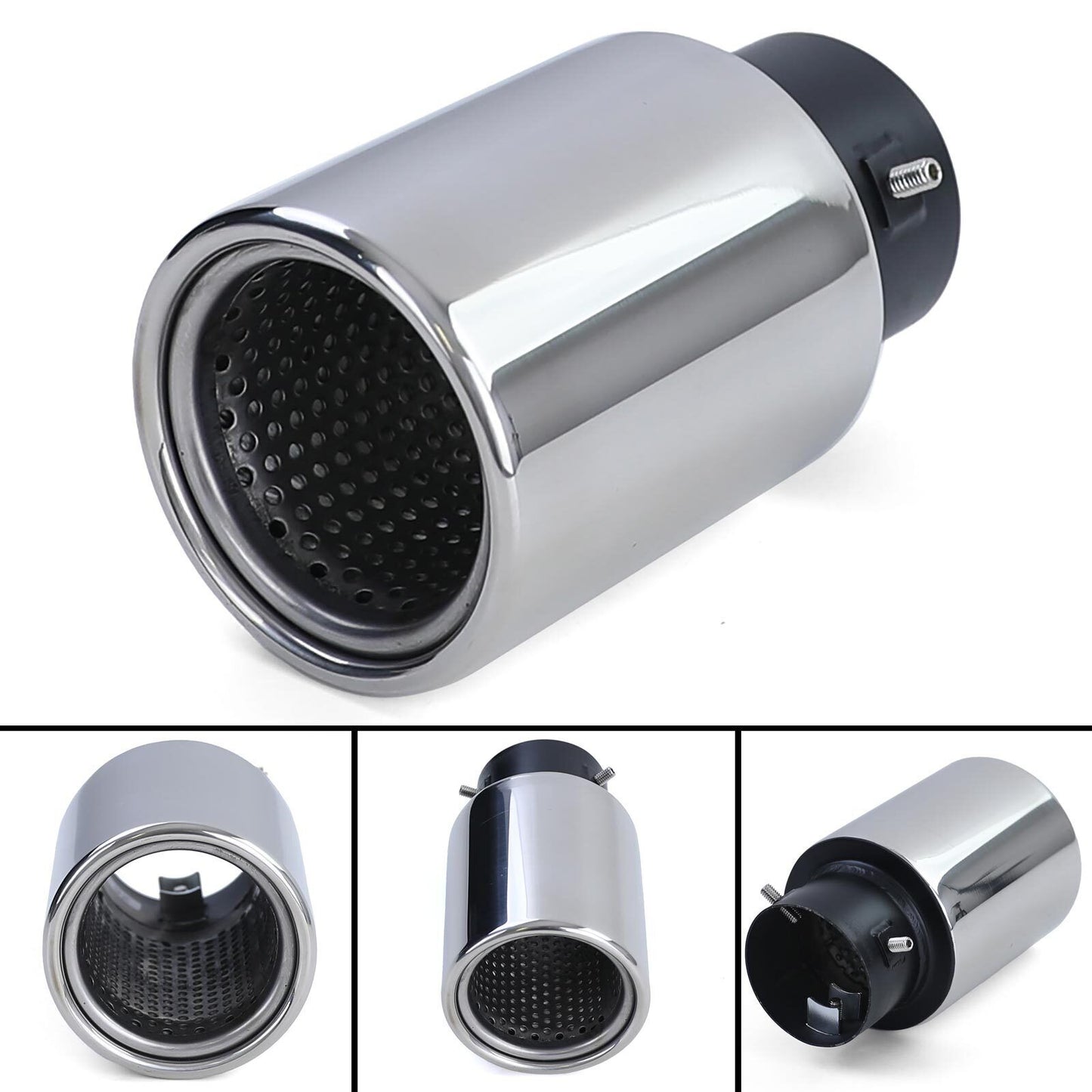 Terminale di scarico racing in acciaio inox per viti tonde da 89 mm-