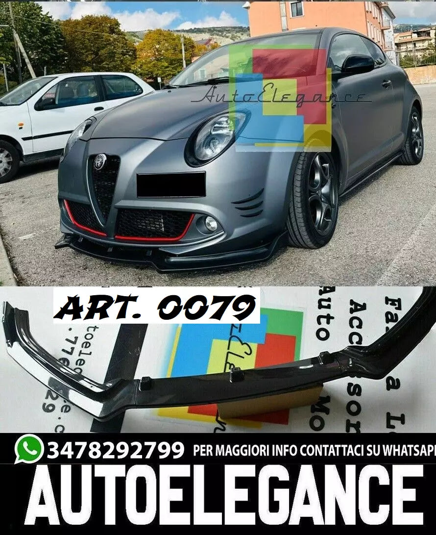0079 ALFA ROMEO MITO 2008+ LAMA SOTTO PARAURTI ANTERIORE NERO LUCIDO IN ABS