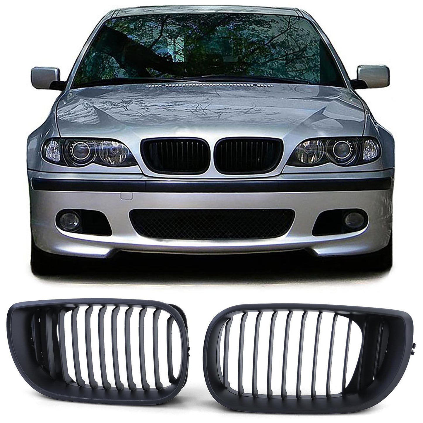 Aftermarket Matte Performance Grille Compatible with BMW 3 Series E46 Sedan Touring 01-05 