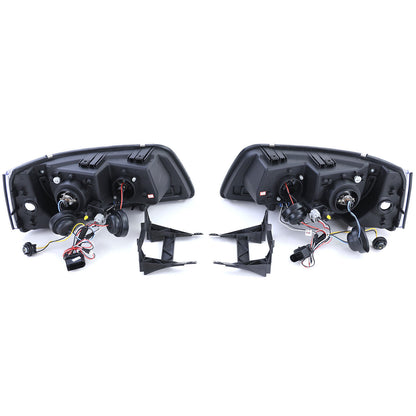 Fari con luci di marcia diurna a LED in ottica nera per VW Transporter Bus T5 03-09