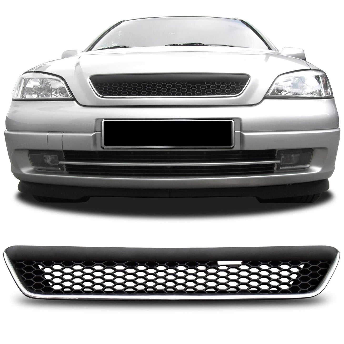 Griglia del radiatore OPC Sport a nido d'ape senza stemma nera aftermarket compatibile con Opel Astra G 97-04