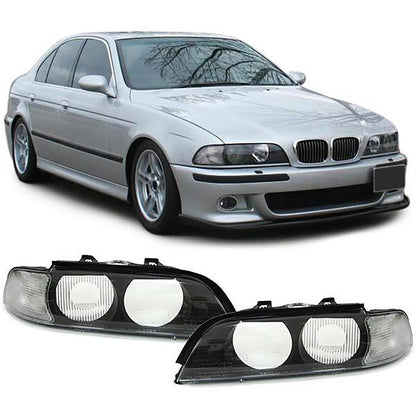 Coppia di lenti per fari allo xeno, indicatori di direzione bianchi aftermarket compatibile con BMW E39 95-00