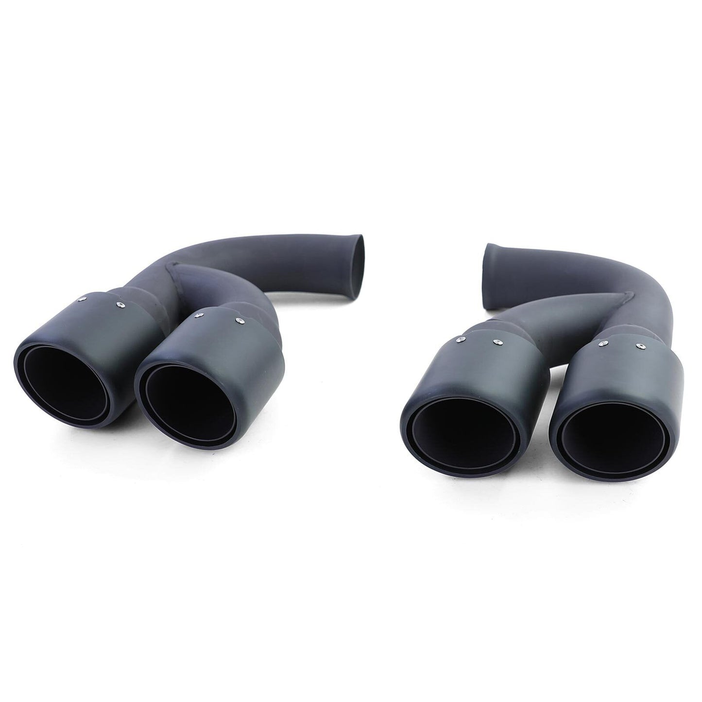 Aftermarket Black Stainless Steel Dual Exhaust Pipes Compatible with Porsche Cayenne 92A 3.0 Diesel 10-14 