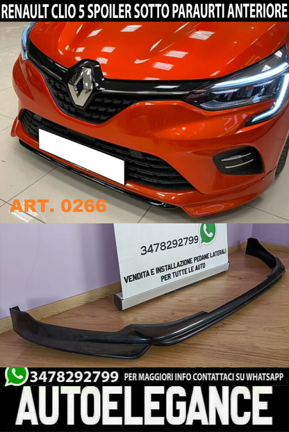 RENAULT CLIO 5 V 2019+ SPOILER SOTTO PARAURTI ANTERIORE ABS LOOK SPORTIVO