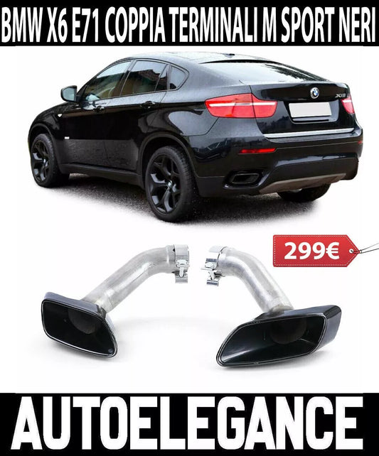 BMW X6 E71 COPPIA SILENZIATORI DI SCARICO DESIGN V8 LOOK SPORTIVO M NERO.-