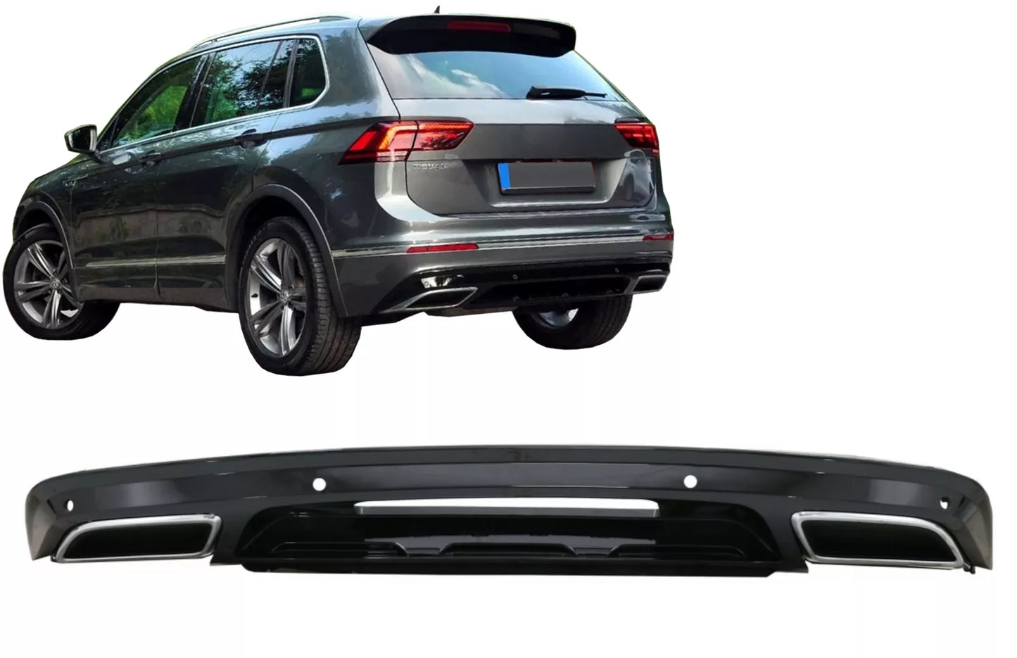 ⭐Diffusore paraurti posteriore per Vw Tiguan II Mk2 AD BW 2016-05.2020 R-Line⭐