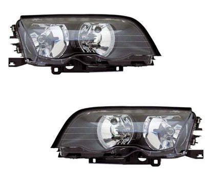 Set fari TYC per Serie 3 BMW E46 Berlina Touring 1998-2001 Nero Vetro Trasparent