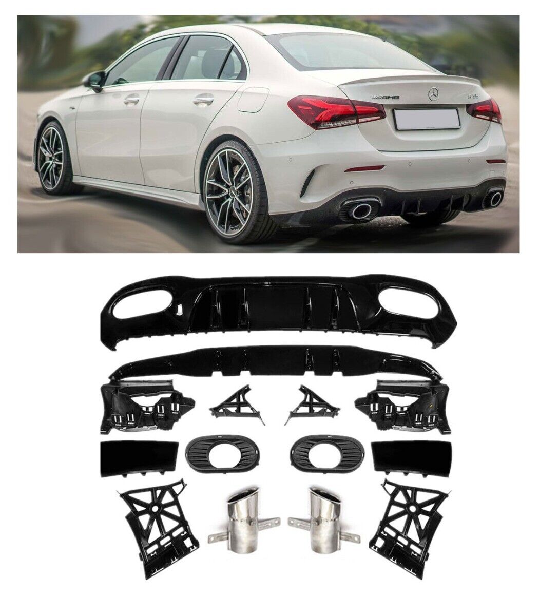 Per Mercedes V177 berlina diffusore + mascherine scarico 2X1 CROMATO AMG OTTICA