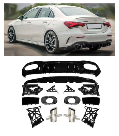 Per Mercedes V177 berlina diffusore + mascherine scarico 2X1 CROMATO AMG OTTICA