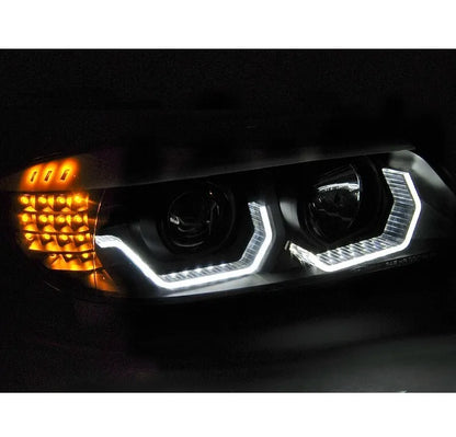 Fari per BMW E90 E91 2005-2008 neri con frecce LED sinistro destro