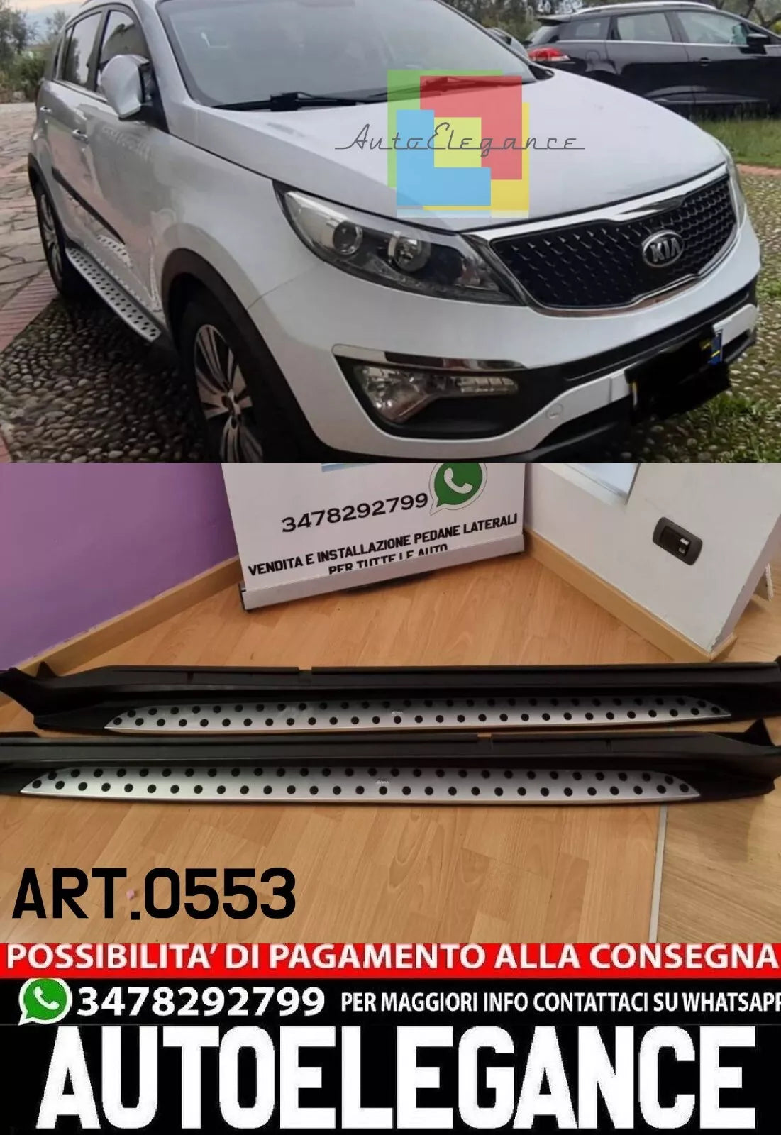 TAVOLE LATERALI ADATTE PER KIA SPORTAGE SL 2010-2015 ALLUMINIO-