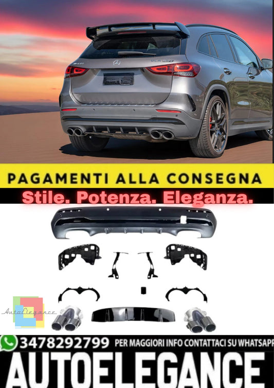 💫Diffusore Posteriore Look GLA45 AMG per Mercedes GLA H247 (dal 2020) 💫