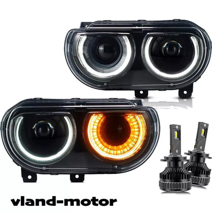 ⭐ART.2948 Fari Anteriori a LED + Lampadina D2S con Sequenziale Dodge Challenger⭐