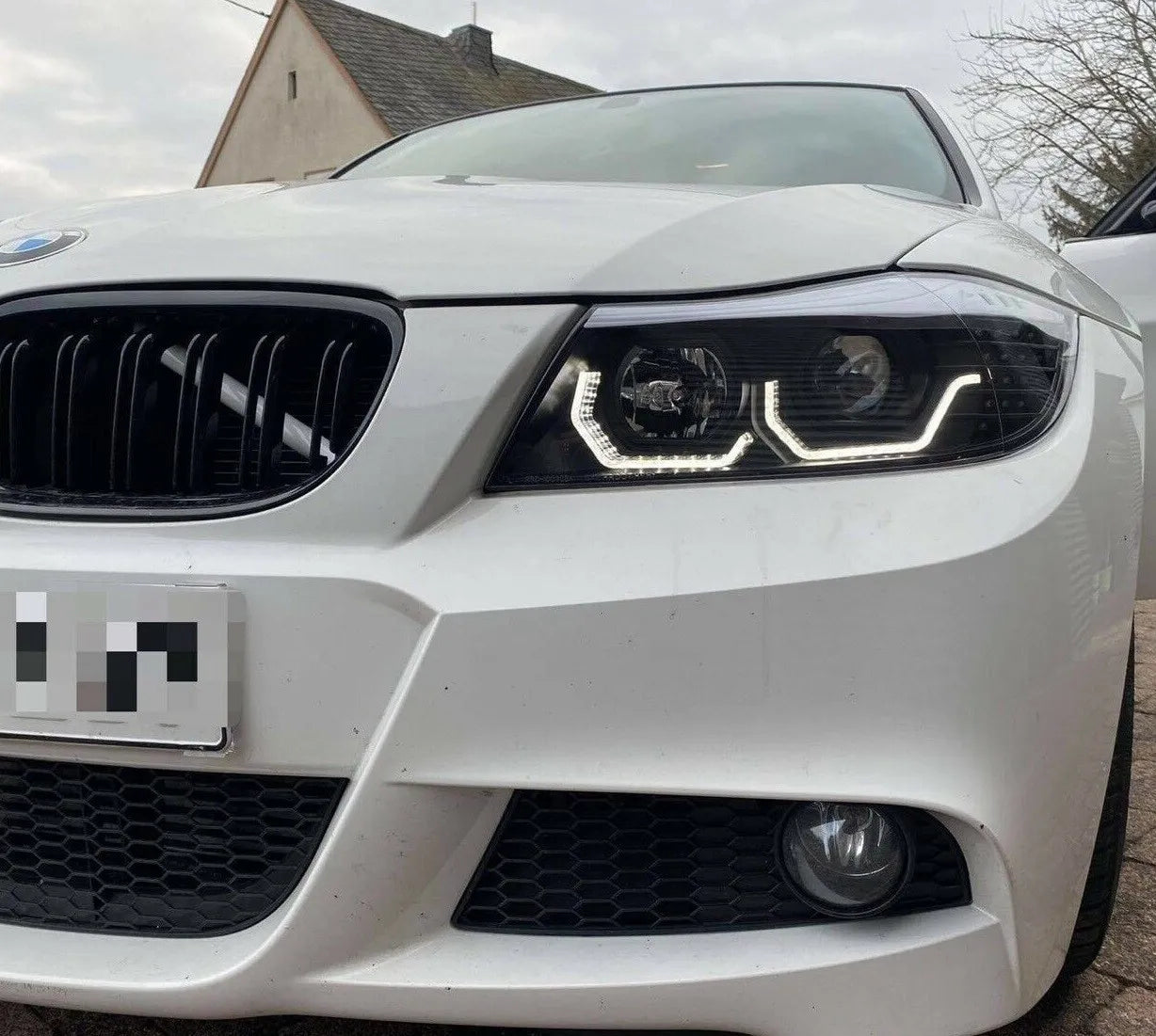 Fari per BMW E90 E91 2005-2008 neri con frecce LED sinistro destro