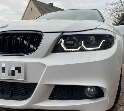 Fari per BMW E90 E91 2005-2008 neri con frecce LED sinistro destro