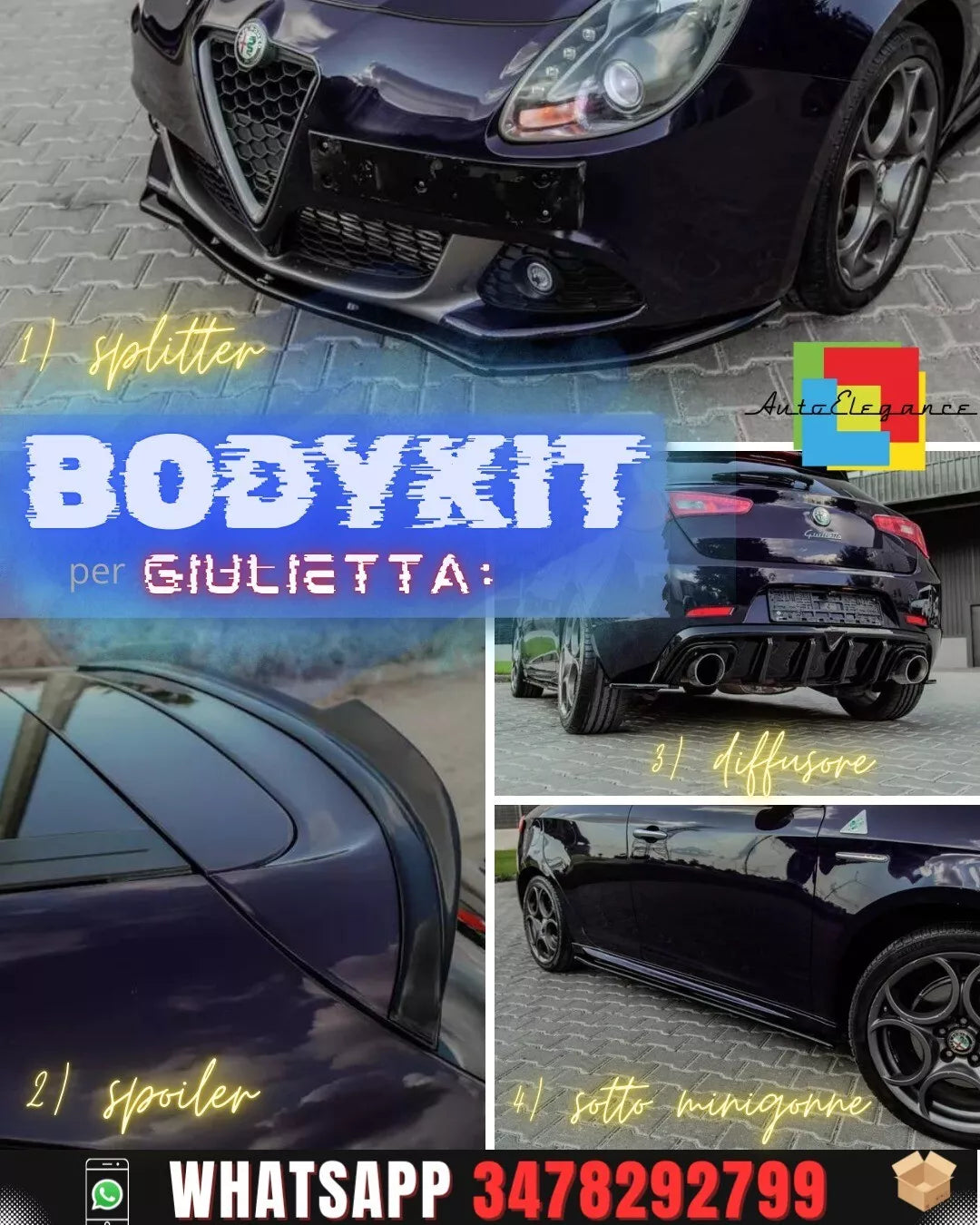 BODYKIT ALFA ROMEO GIULIETTA LOOK TUNING DESIGN SPORTIVO KIT NERO LUCIDO (ART.1854 + ART.1842 + ART.1850 + ART.1924)