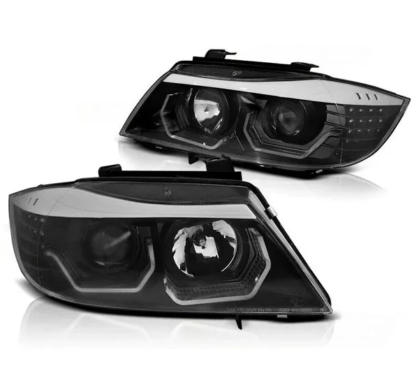 ⭐Fari adatto per BMW E90 E91 2005-2008 neri con frecce LED⭐