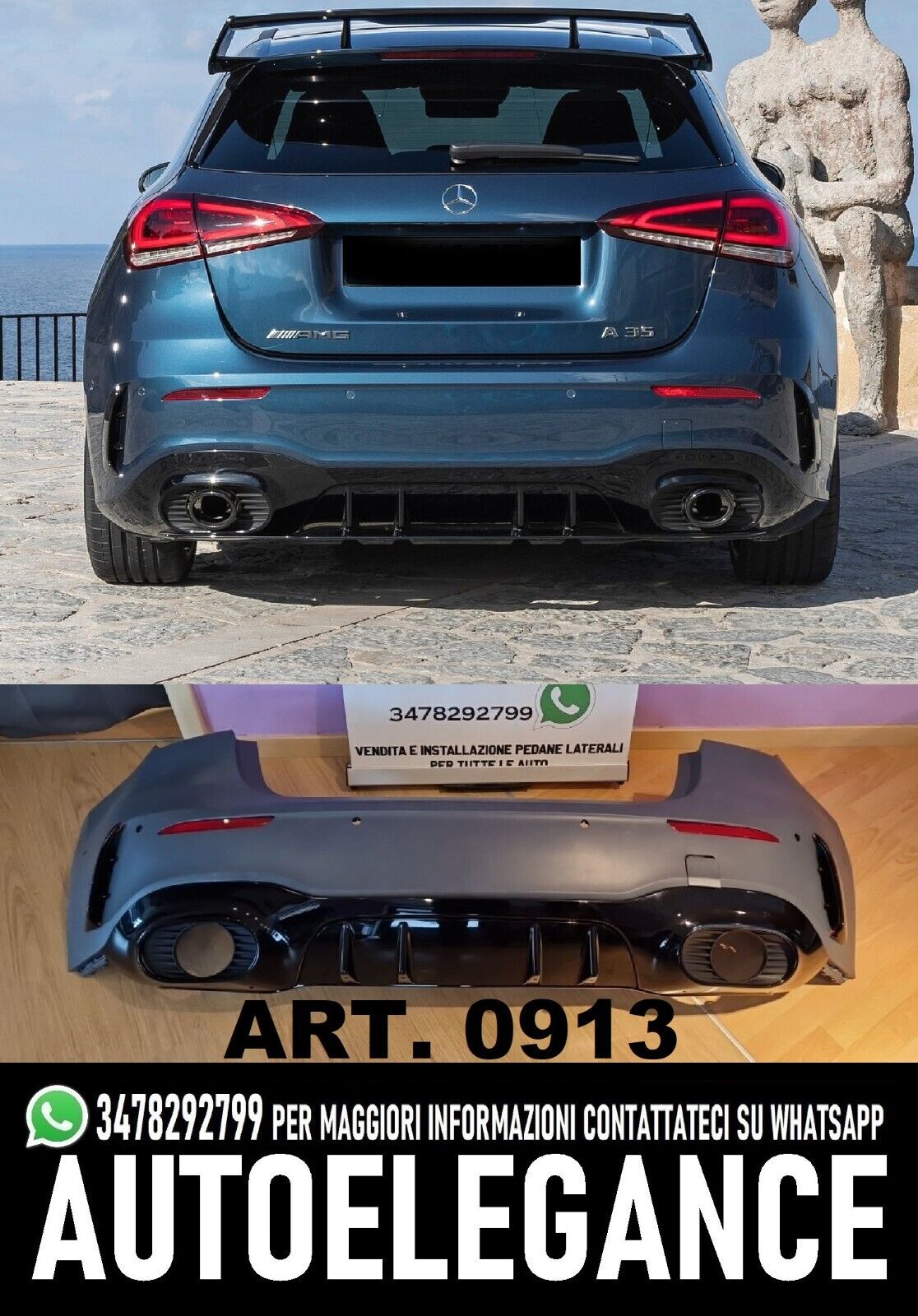 MERCEDES A W177 HB 2018+ REAR BUMPER AMG LOOK A35 A45