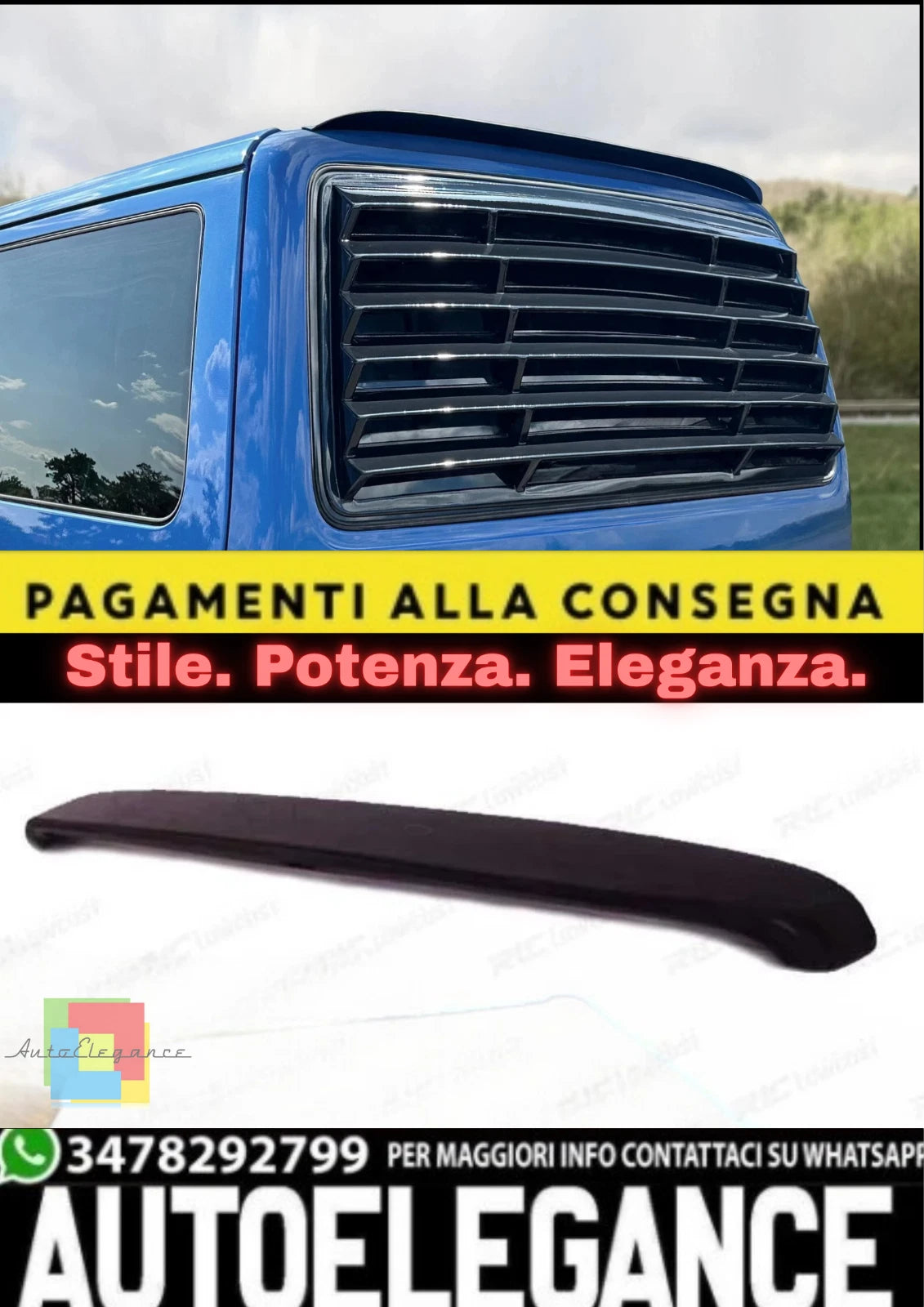 💫Spoiler Posteriore Portellone in ABS per VW T4 Transporter (1990–2003)💫