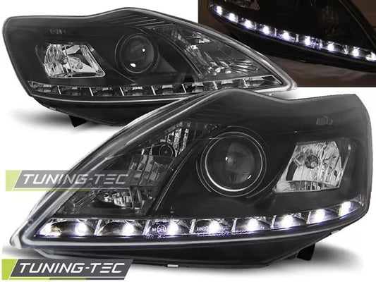 FARI ANTERIORI LED NERO PER FORD FOCUS MK2 08-10 FANALI HEADLIGHTS