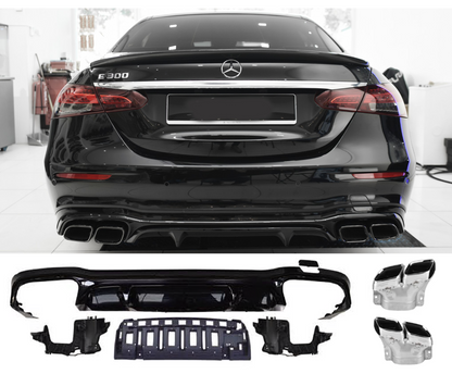 Diffusore spoiler posteriore + terminali di scarico (CROMATI) in E63 AMG LOOK