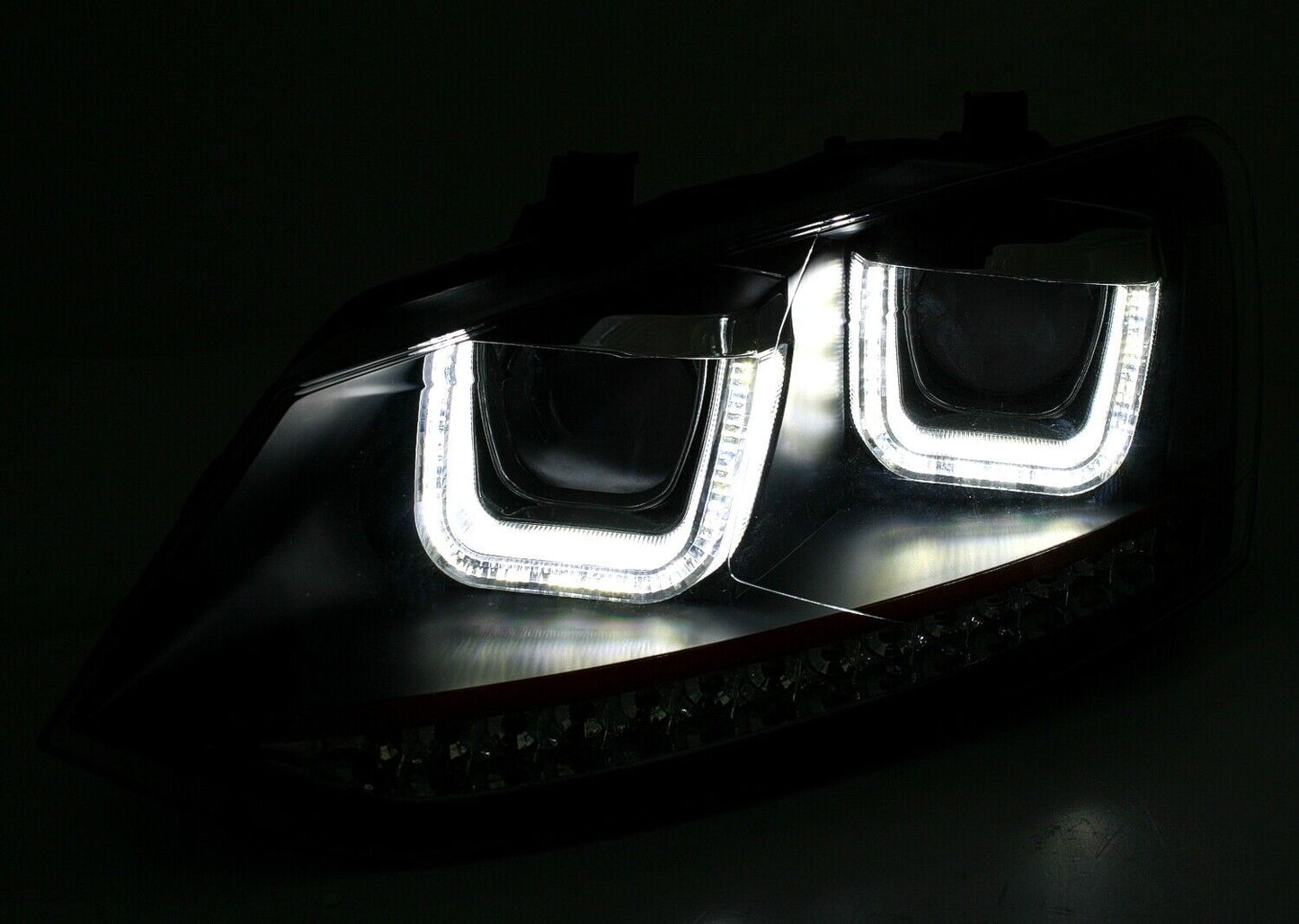 Set fari per VW Polo 6R / 6C con striscia rossa U-Tube LED