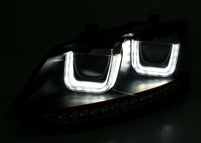 Set fari per VW Polo 6R / 6C con striscia rossa U-Tube LED