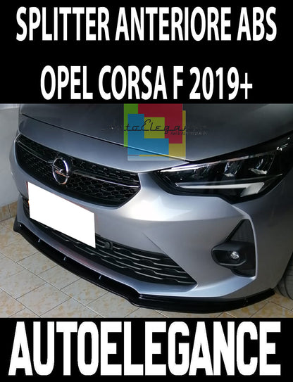 OPEL CORSA F FRONT BUMPER BLADE IN ABS SPORTS LOOK BLACK SPLITTER