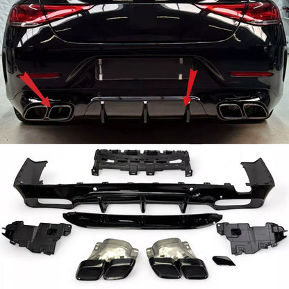 KIT DIFFUSORE ADATTO PER Mercedes X257 C257 CLS + pezzi di scarico (NERO)