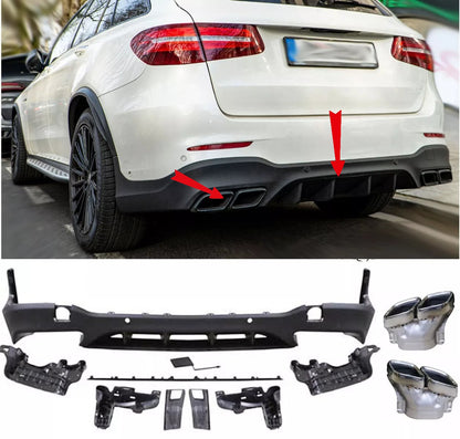 Diffusore spoiler posteriore + terminali di scarico (CHROM) 63 AMG LOOK per Mercedes GLC 253