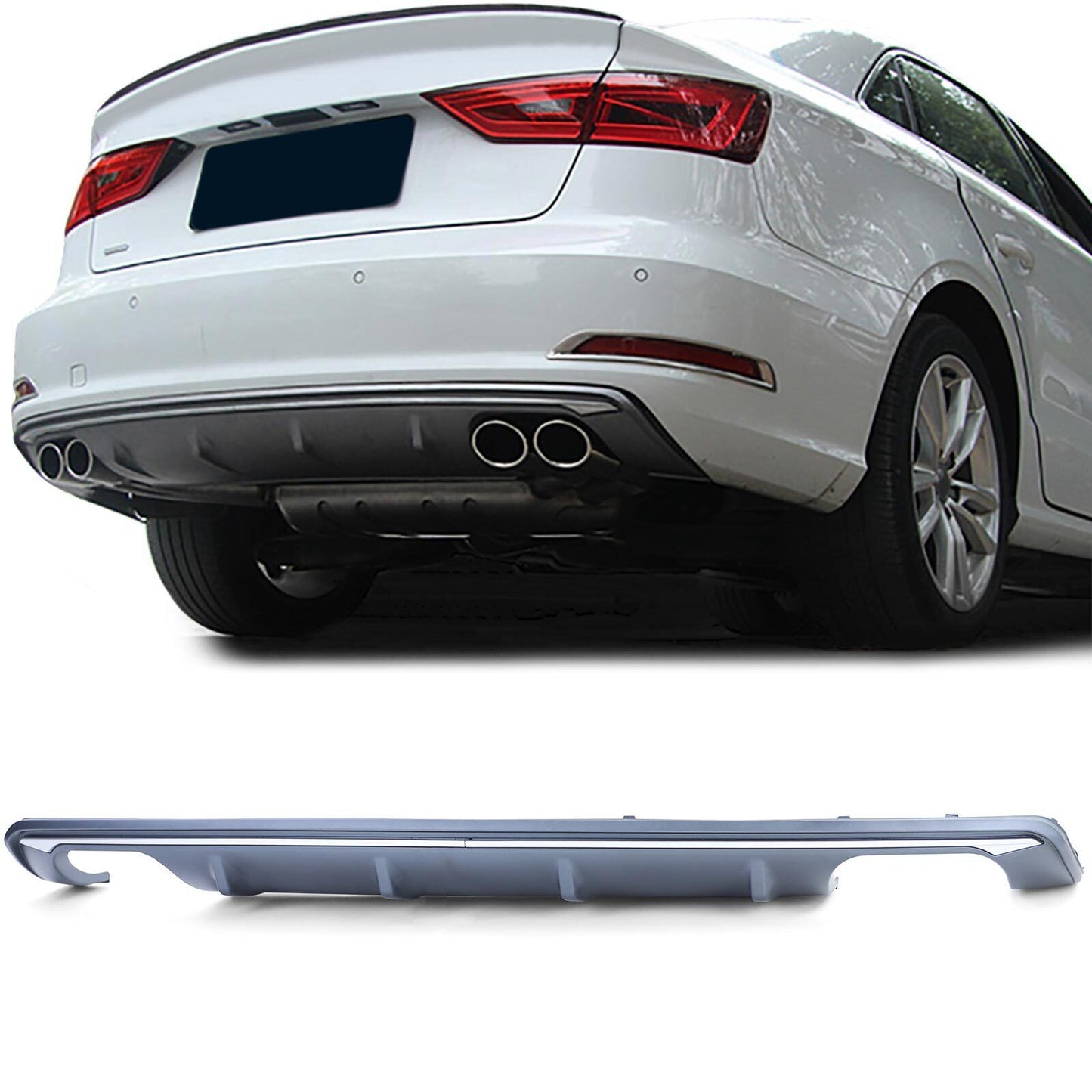 Inserto diffusore posteriore sportivo aftermarket compatibile con Audi A3 8V Berlina Convertibile 12-16 senza S-Line
