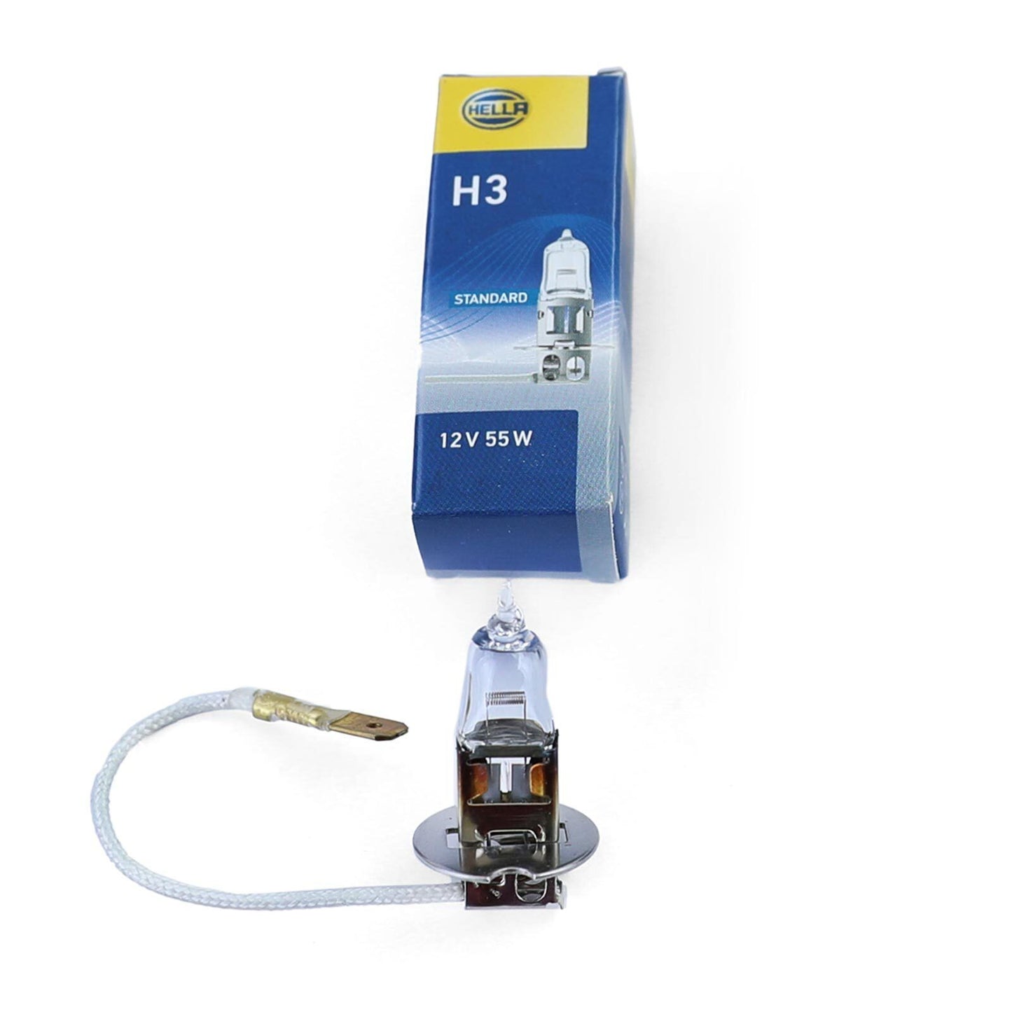 Original Hella Comet 500 H3 headlights with universal round yellow cap