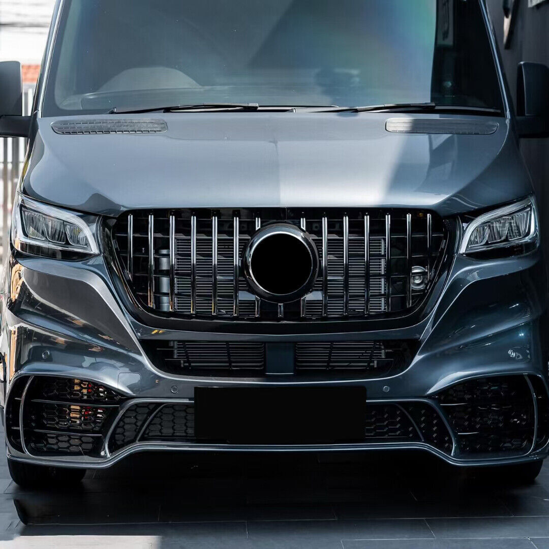 Front bumper suitable for Mercedes Sprinter W907 910 black chrome 