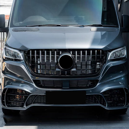 Front bumper suitable for Mercedes Sprinter W907 910 black chrome 