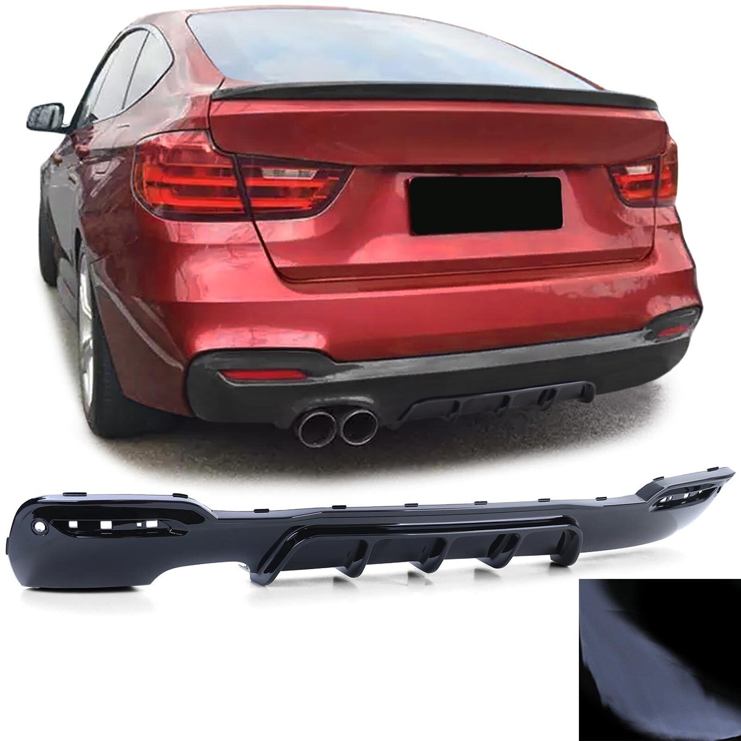 Diffusore posteriore Performance Black Gloss aftermarket compatibile con Serie 3 BMW GT F34 320 325 330 335