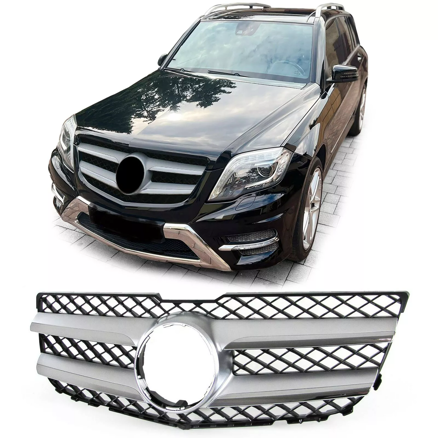 💕Griglia Sport Nero Argento adatto per Mercedes GLK X204 Facelift 12-15💕