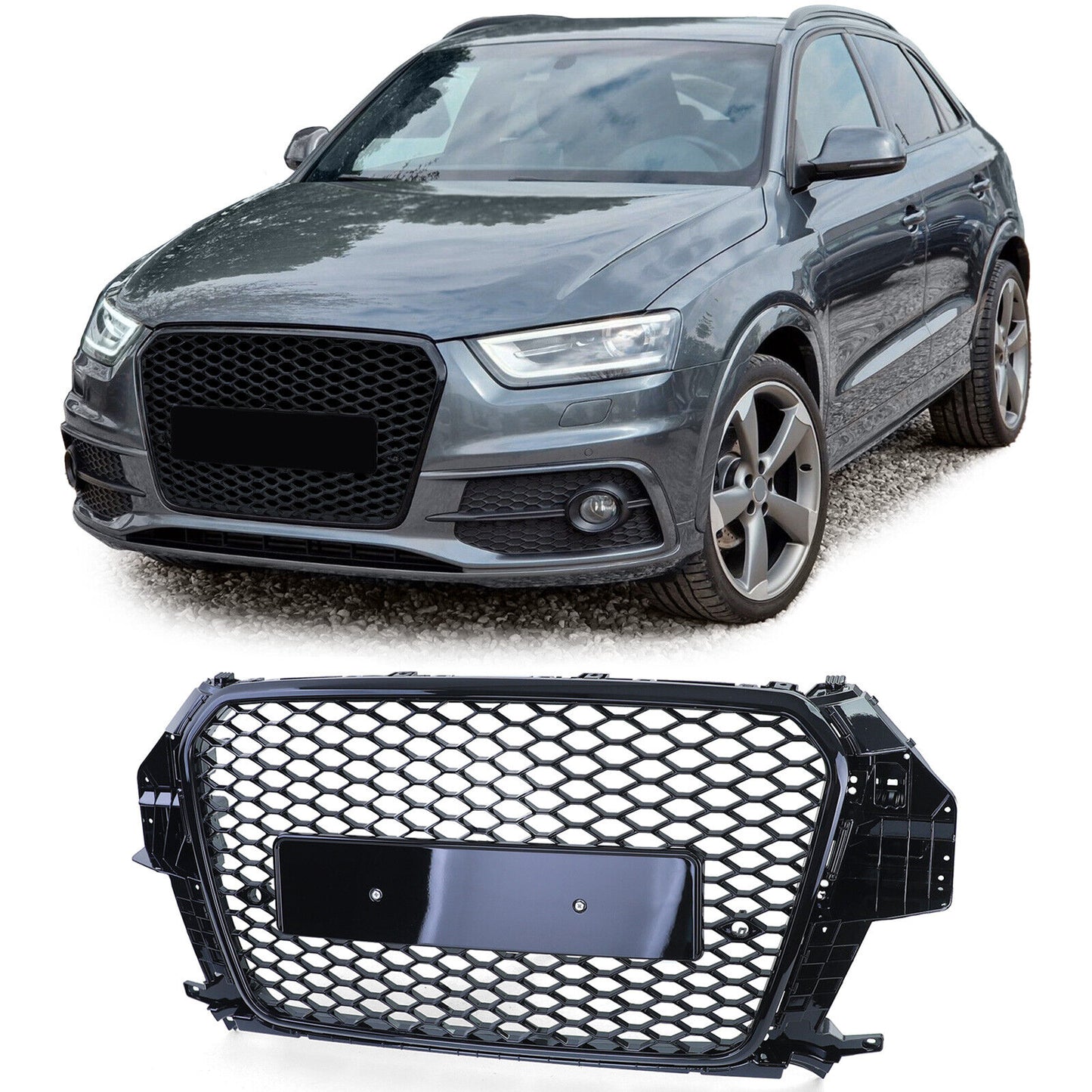 Glossy Sport Honeycomb Radiator Grille for Audi Q3 8U prefacelift 11-15