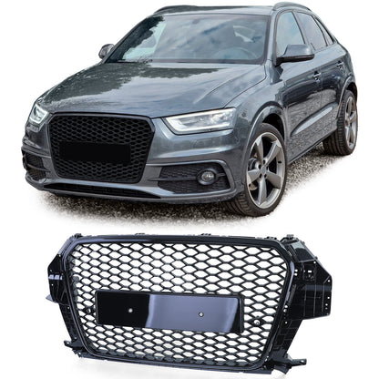 Glossy Sport Honeycomb Radiator Grille for Audi Q3 8U prefacelift 11-15