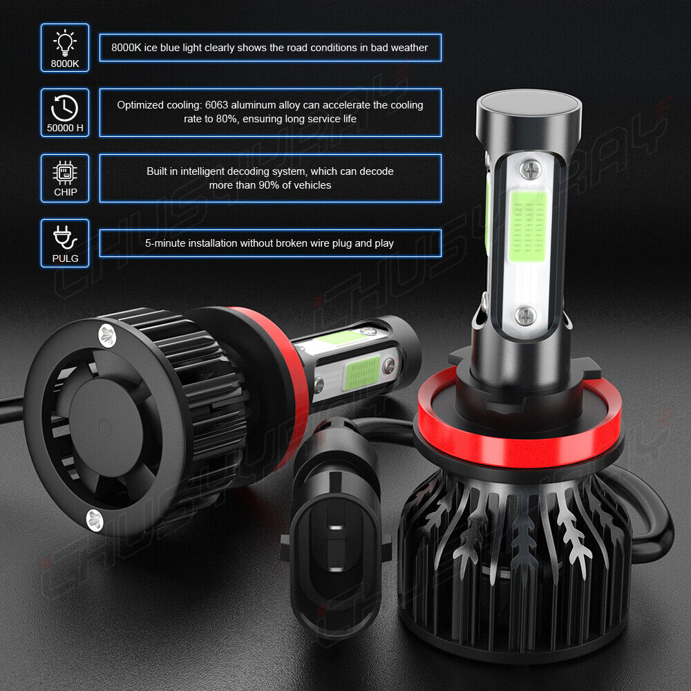 4x H1 + H1 Super Bright LED Headlight High Low Beam Combo Kit 6000K White 