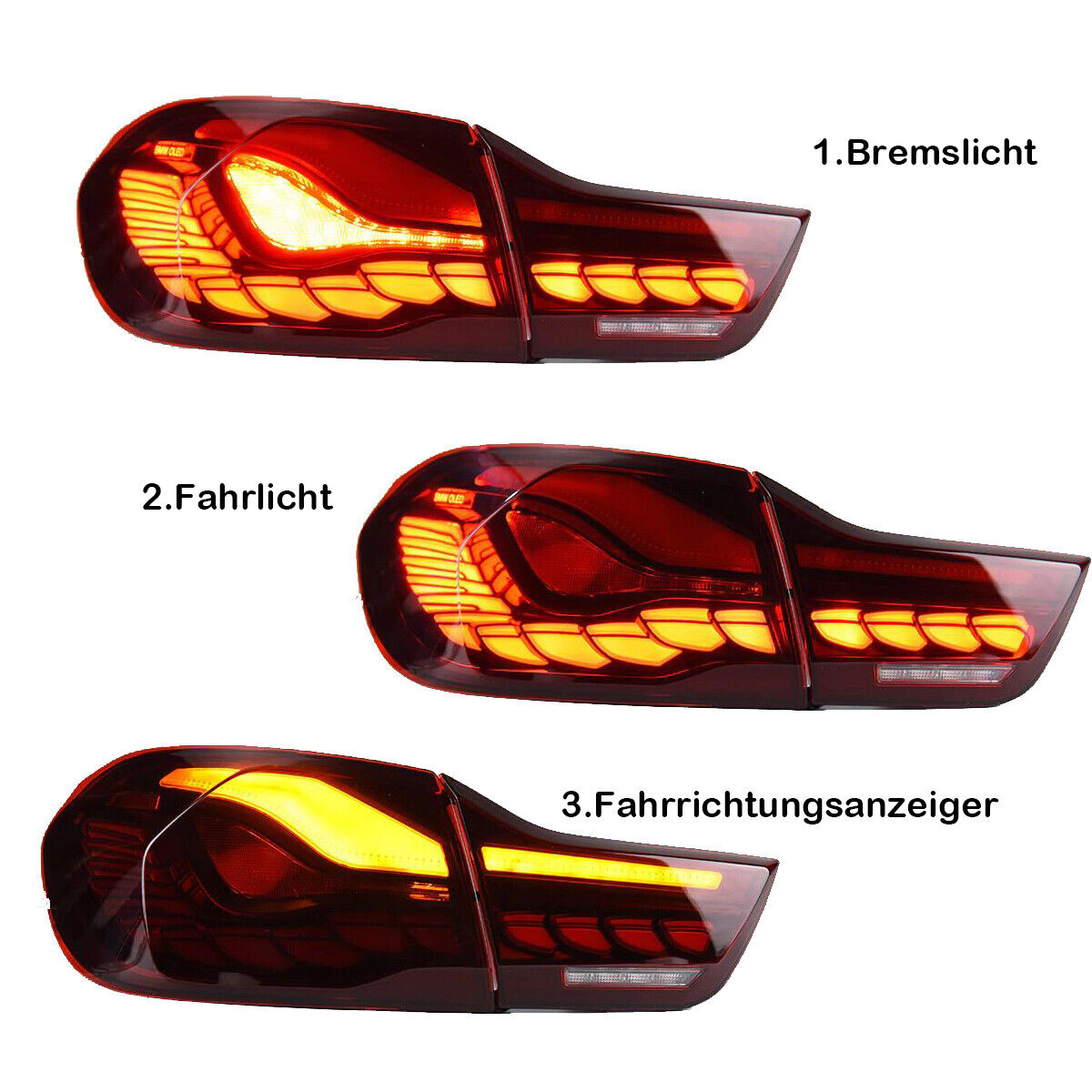Red OLED Dynamic Rear Lights Suitable for BMW 4 Series F32 F33 F36 F82 