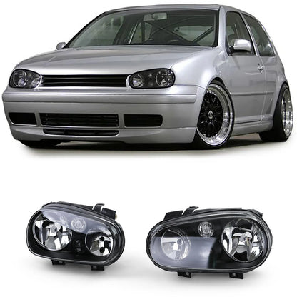 💎Clear Glass Headlight Kit with Black Fog Lamp for VW Golf IV 4 97-03💎