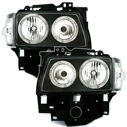 Angel Eyes Headlight for VW T4 96-03 Bus Multivan Front Long Black 