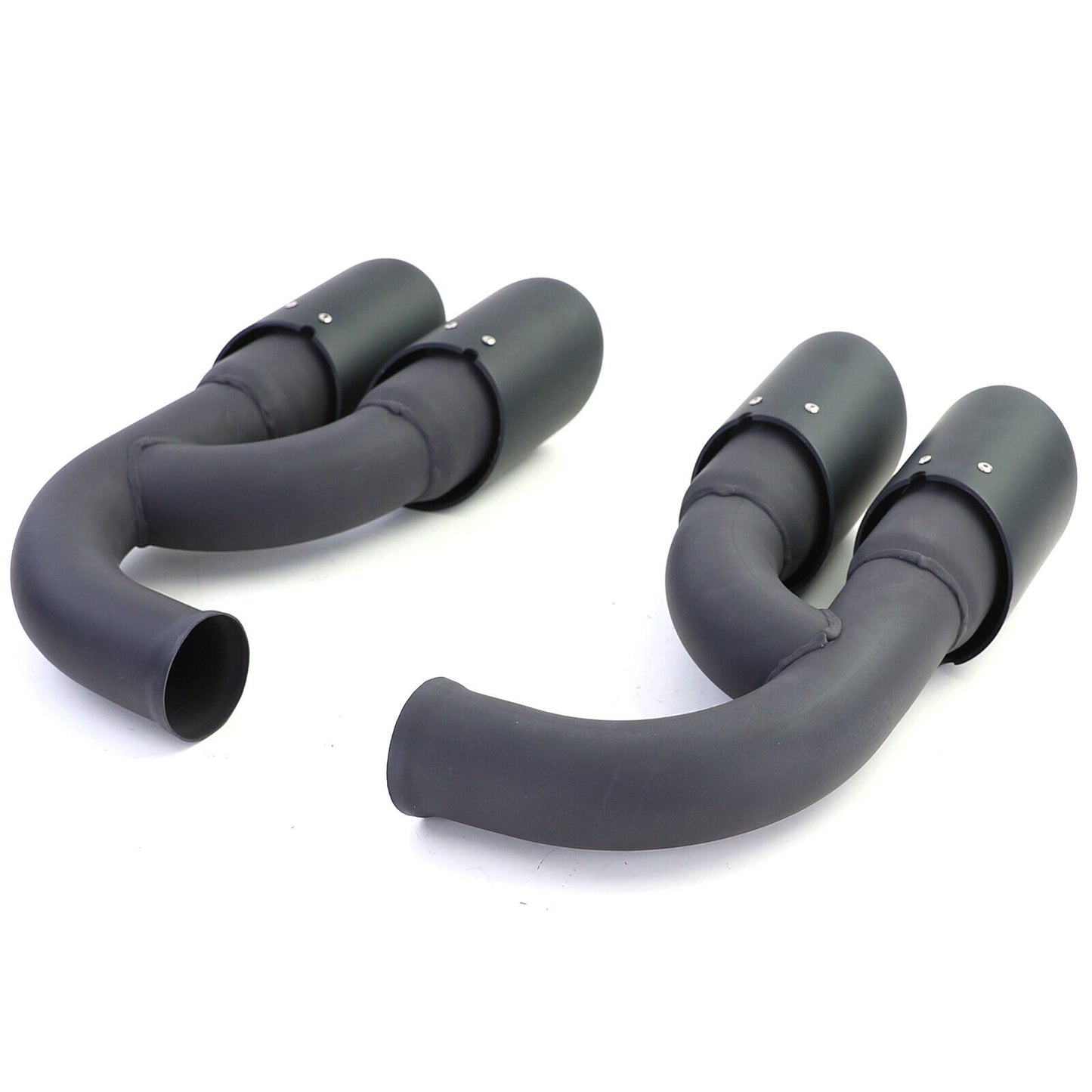 Aftermarket Black Stainless Steel Dual Exhaust Pipes Compatible with Porsche Cayenne 92A 3.0 Diesel 10-14 