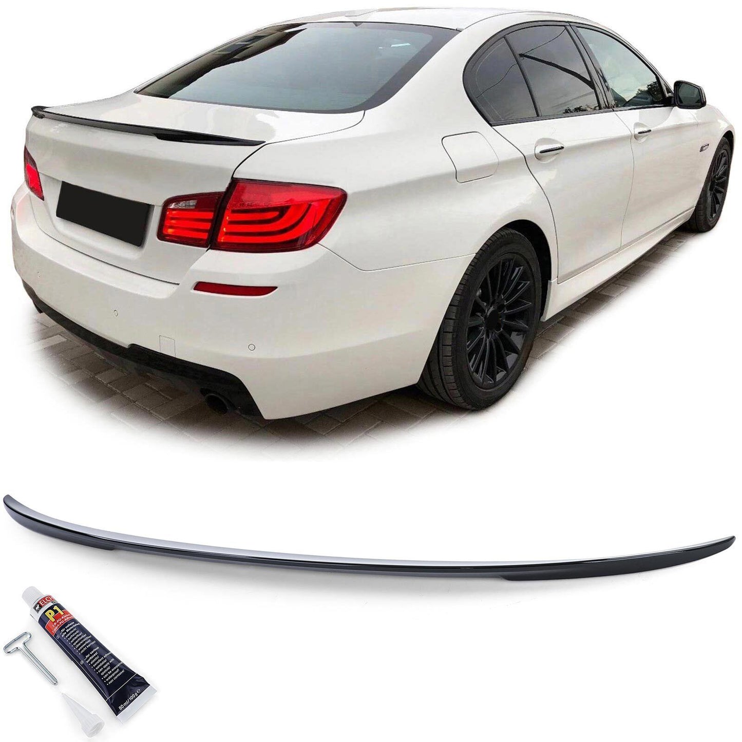 Aftermarket Black Gloss Sport Rear Spoiler Lip Compatible with BMW 5 Series F10 F18 10-16 