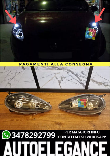 🔥ART.2159 FARI ANTERIORI GRANDE PUNTO 2005-2008 NERI ANGEL EYES🔥