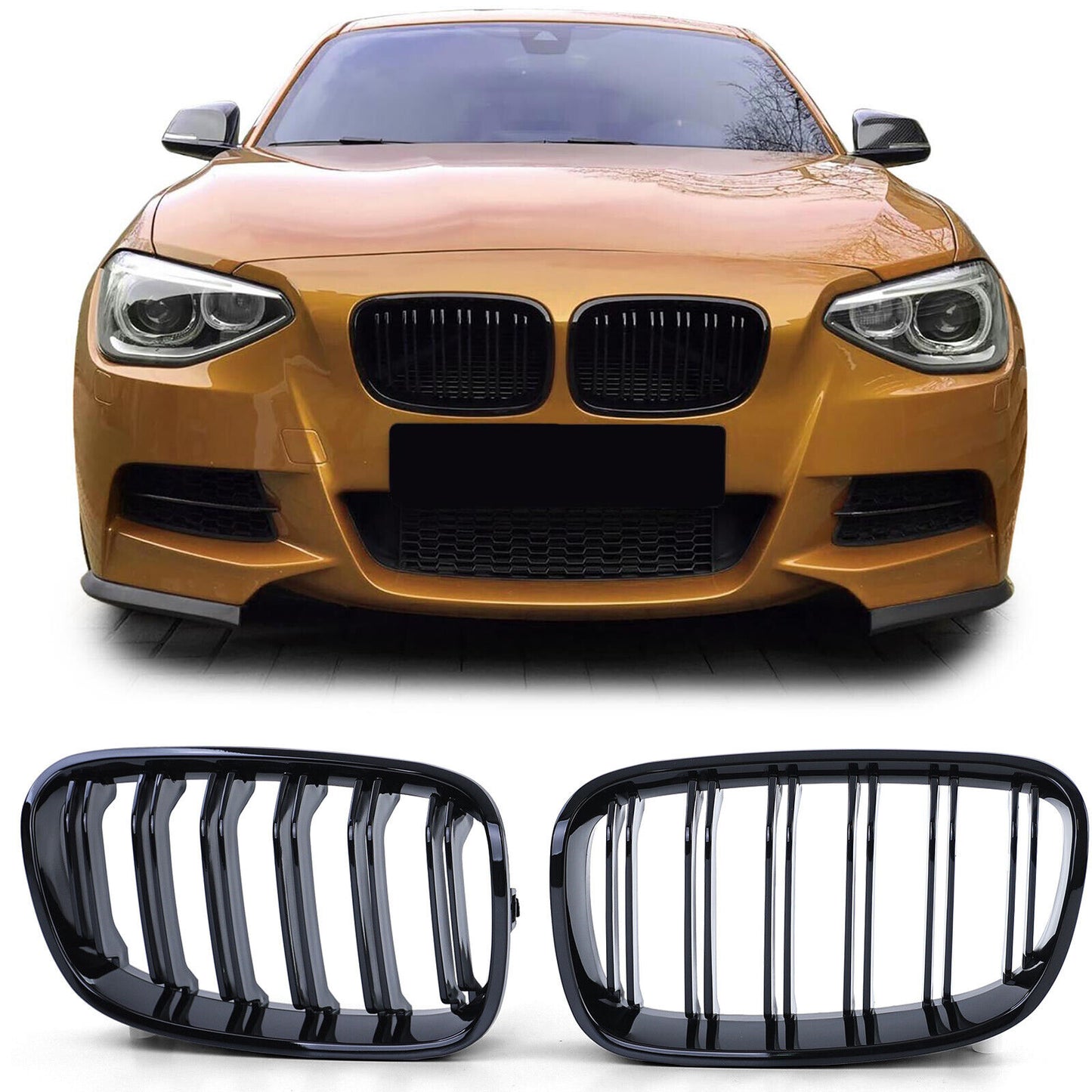 Griglia radiatore sportiva doppia barra performance lucida per BMW Serie 1 F20