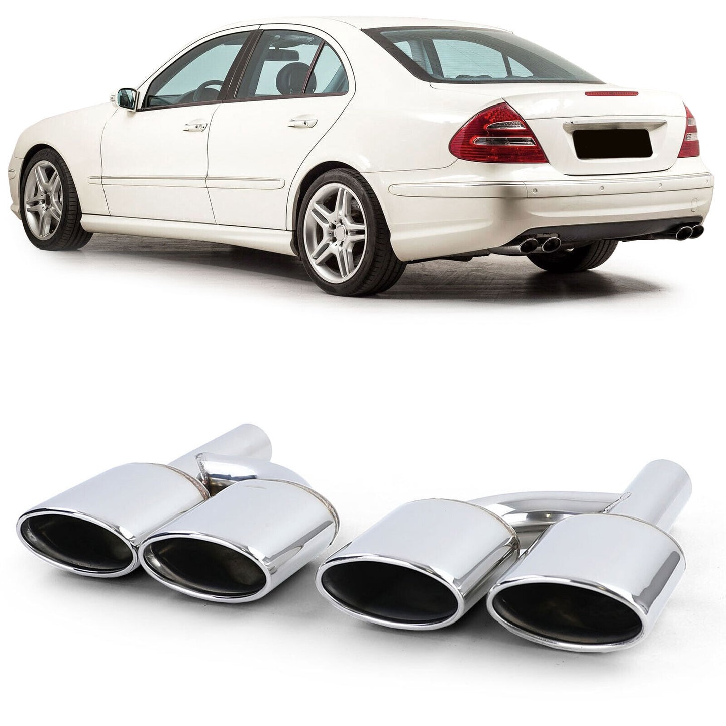 Terminali di scarico sportivi in acciaio inox aftermarket compatibile con Mercedes W204 W211 W164 W166 W221 R230