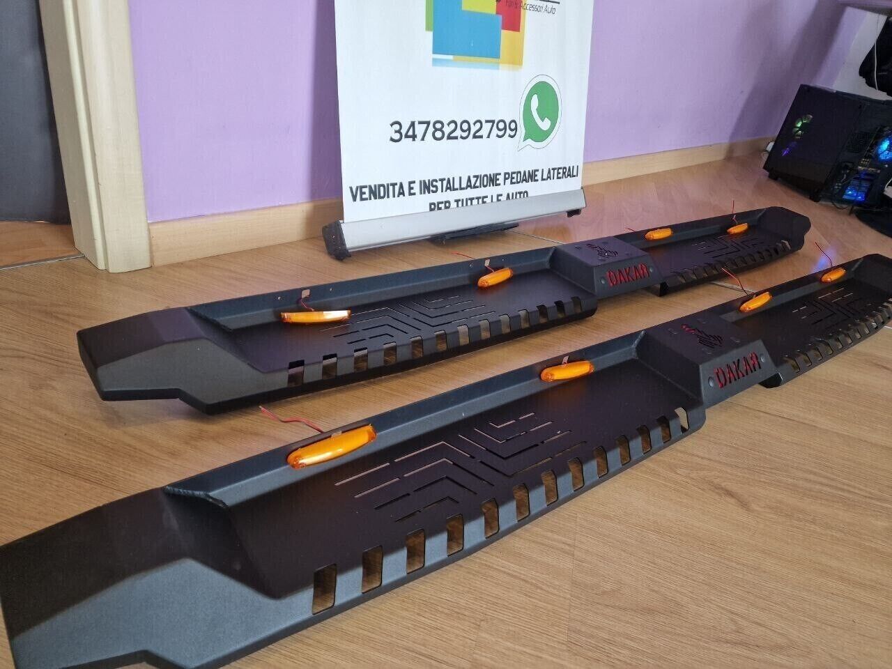 PEDANE ADATTE PER FORD RANGER T6 2011+ LOOK DAKAR OFF ROAD NERO OPACO CON LED