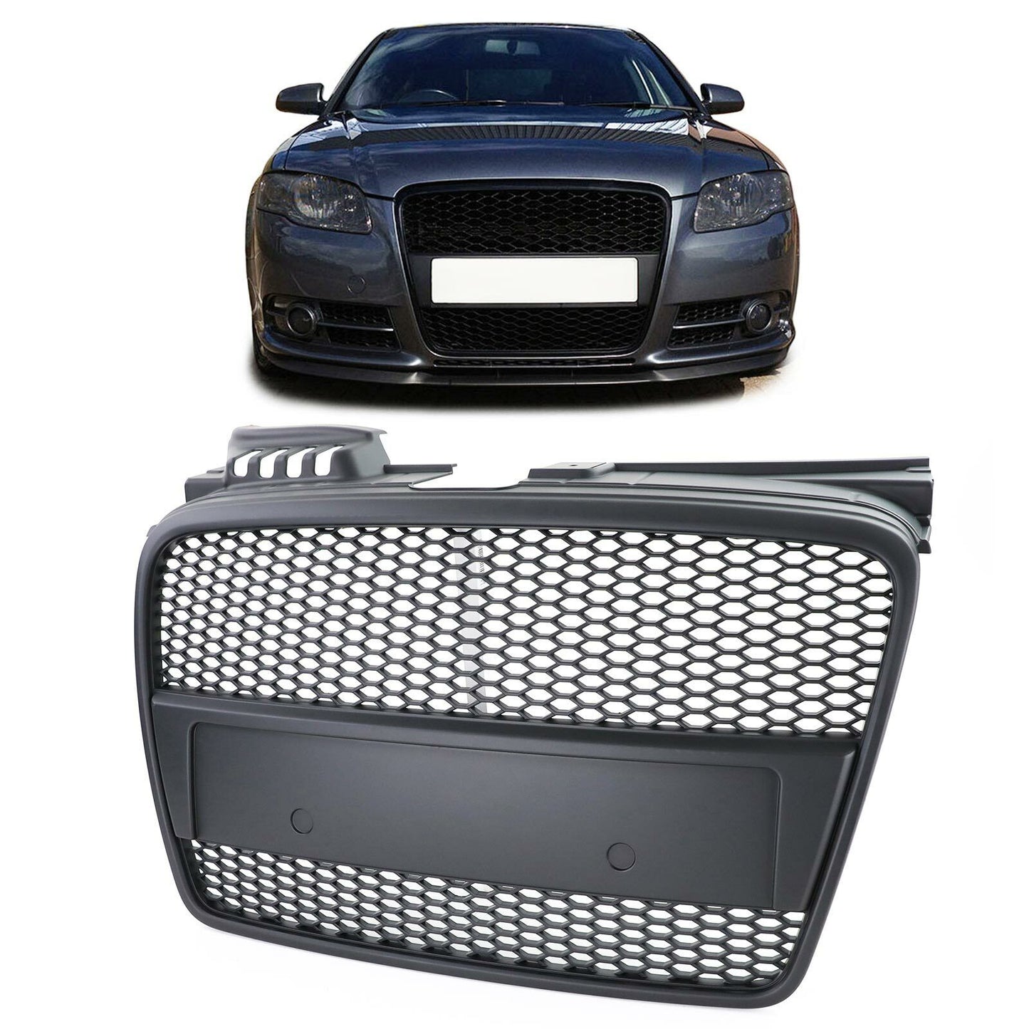 Black honeycomb sport radiator grille for Audi A4 B7 04-07 + cabrio-